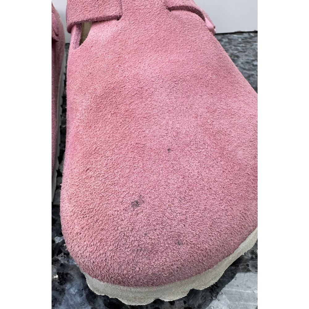 Stained Birkenstock Boston Bs Color Candy Pink Suede Ladies Size 8 - Picture 4 of 12